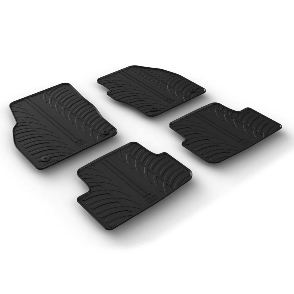Tailored Black Rubber 4 Piece Floor Mat Set to fit Volkswagen Polo Mk.6 2018 - 2022
