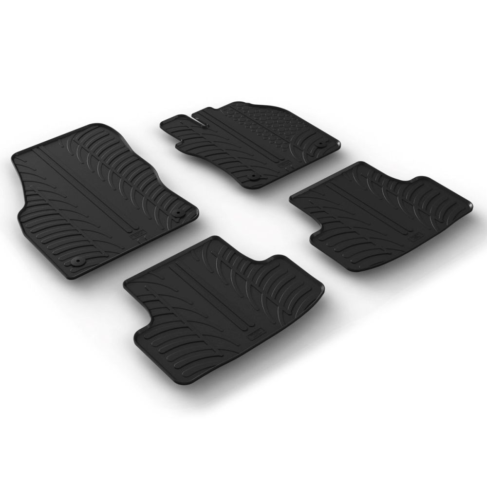 Tailored Black Rubber 4 Piece Floor Mat Set to fit Skoda Karoq 2017 - 2022