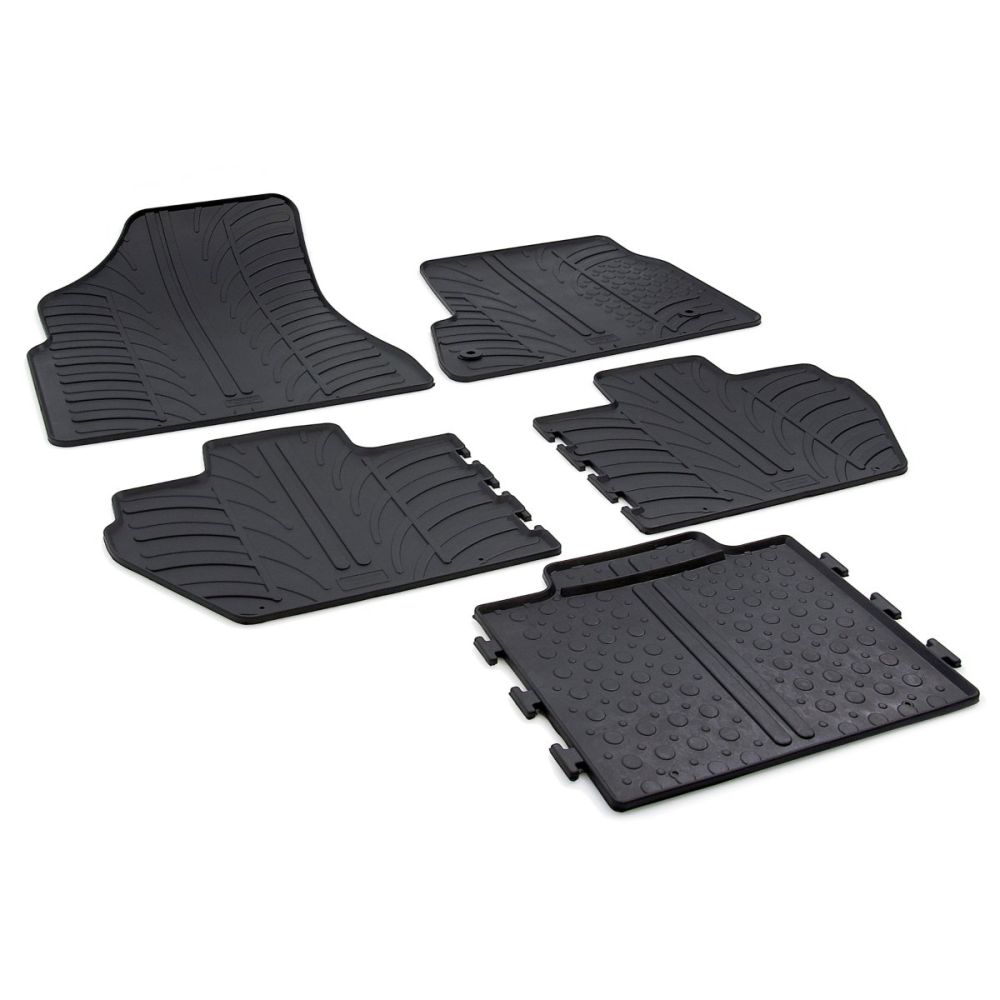 3-Piece Set Heavy Duty 3mm Rubber Car Mats Lusso Floor Carpet Mats for Car Tailored/Compatible to Fit Peugeot Partner Tepee 2008 Onwards Black Edging