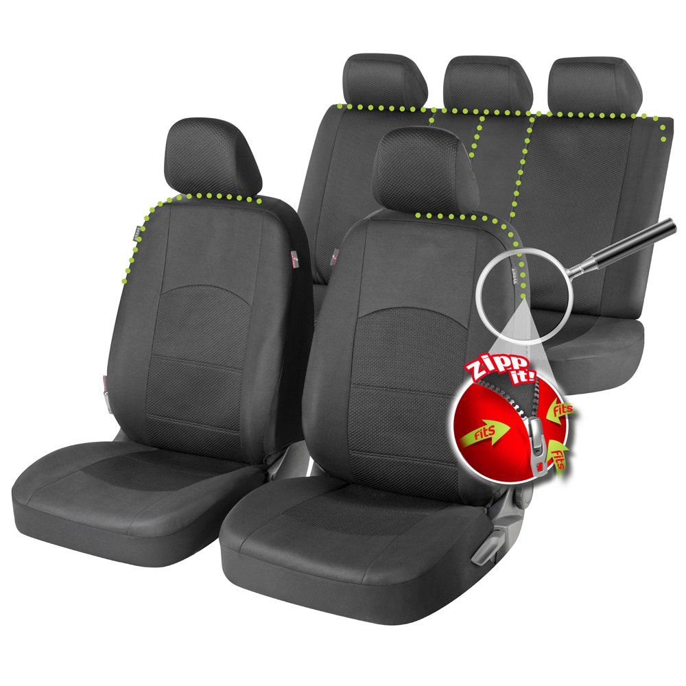 Derby Premium Zipp-It Black Car Seat Cover Set