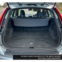 Tailored Black Boot Liner to fit Volvo XC60 Mk.1 2008 - 2017 (with Space Saver Spare Wheel)